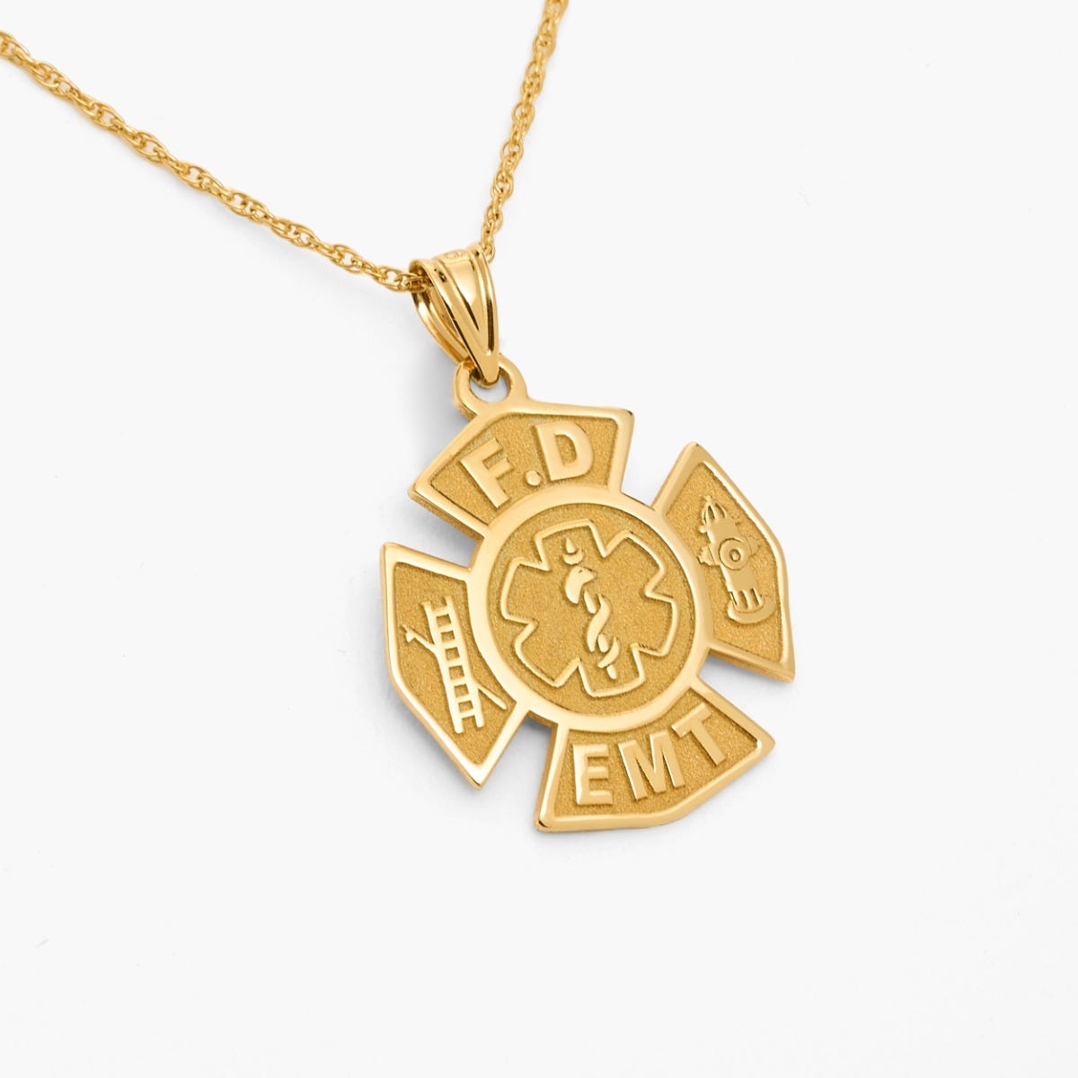 Fire Department Emt Blue Enameled Pendant