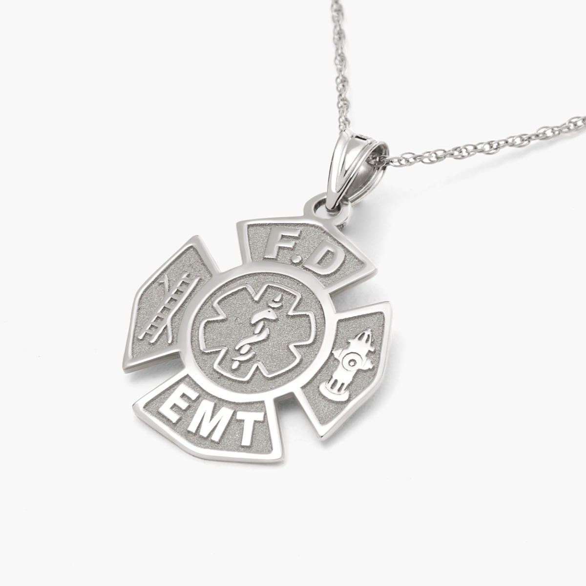 Fire Department Emt Blue Enameled Pendant