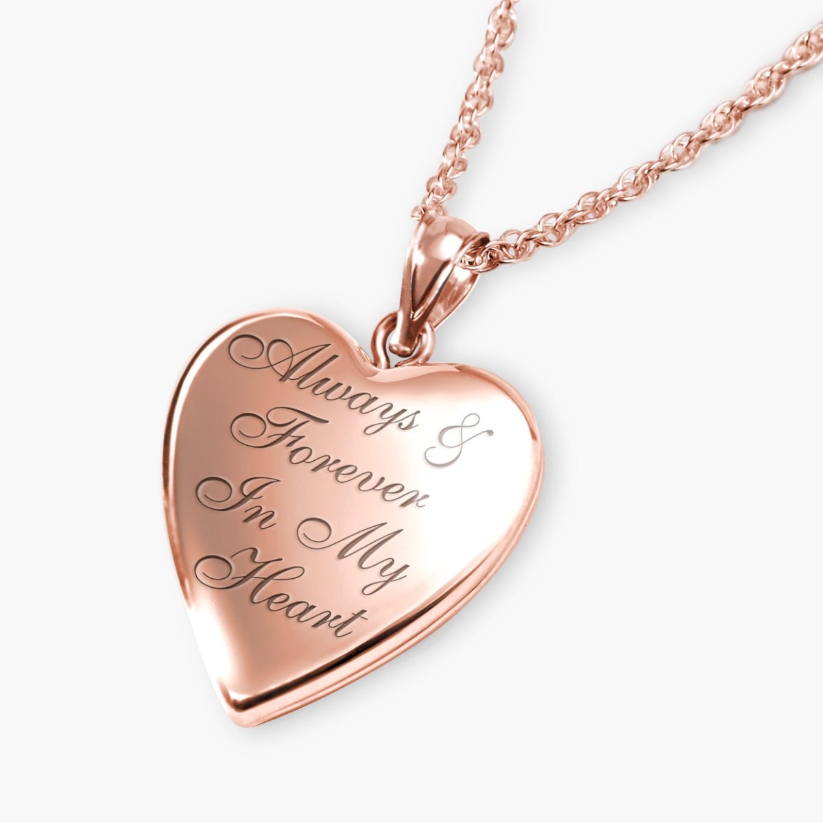 Rose Gold Plated Always & Forever In My Heart Heart Photo Locket