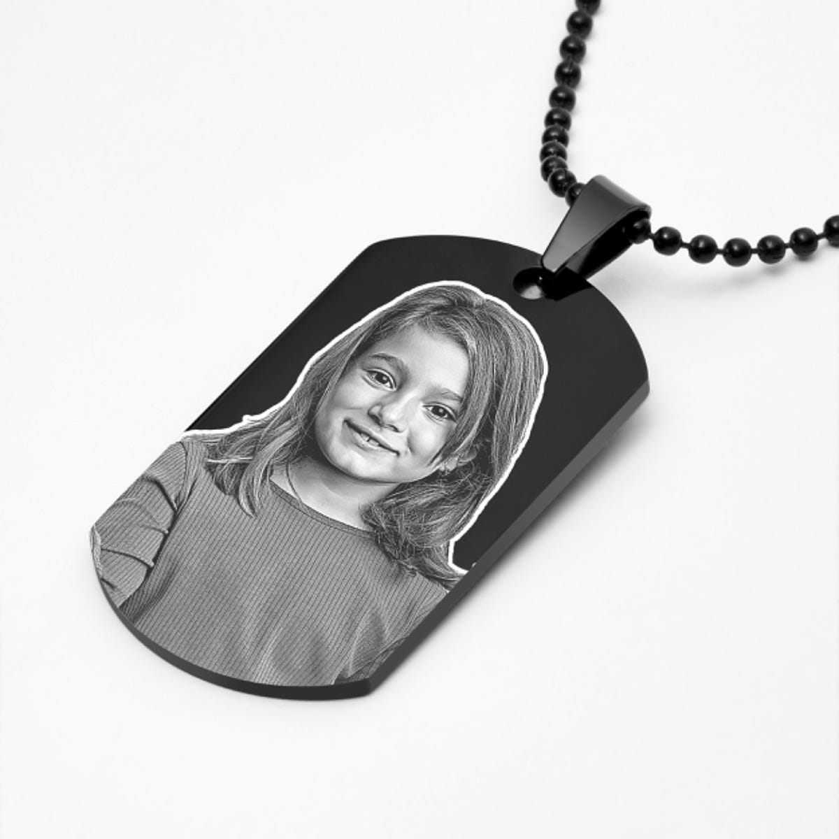 Black Stainless Steel Laser Photo Dog Tag