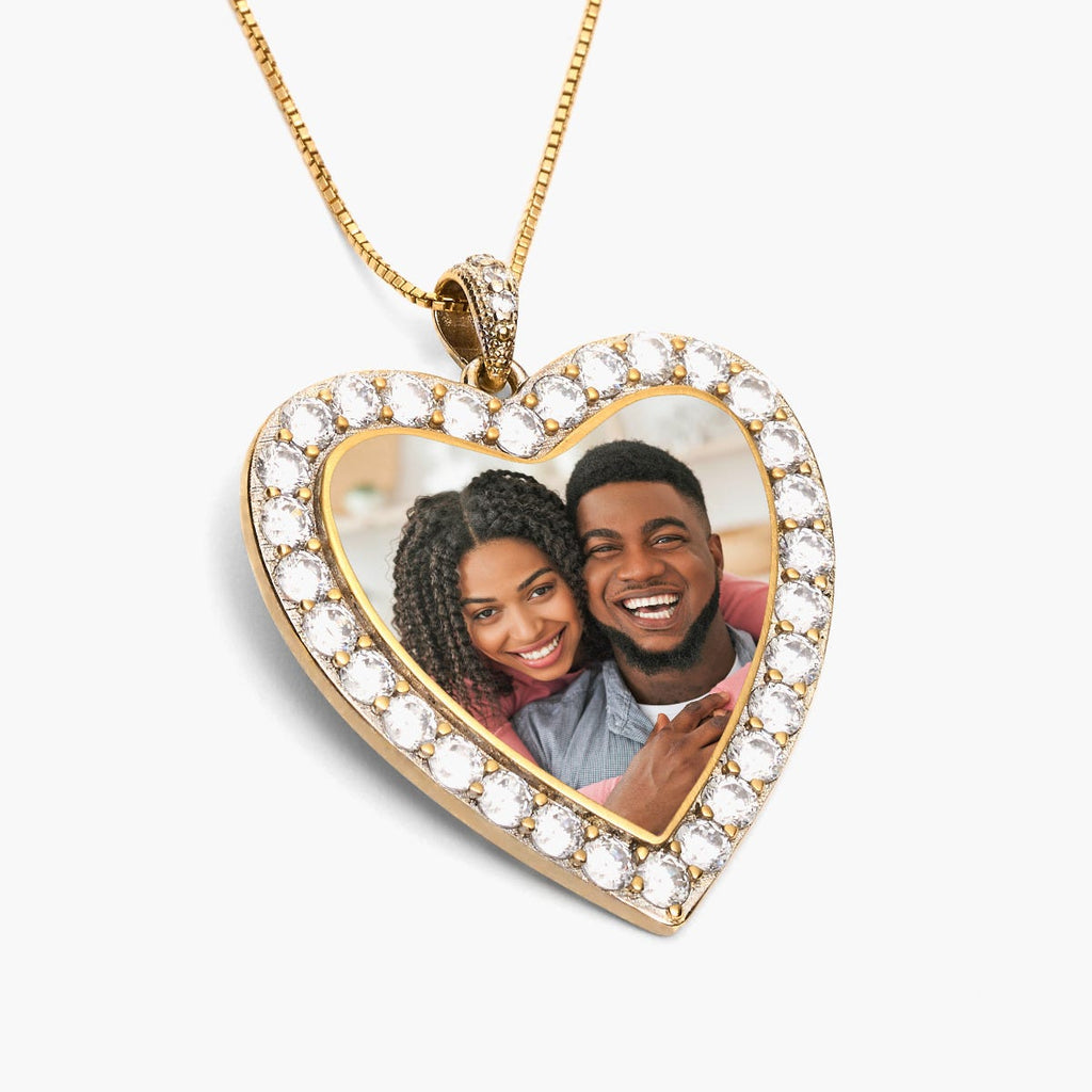Diamond Photo Engraved Heart Pendant