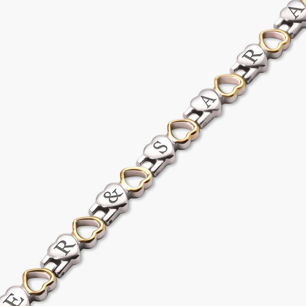 Two Tone Heart Shaped Stainless Bracelet