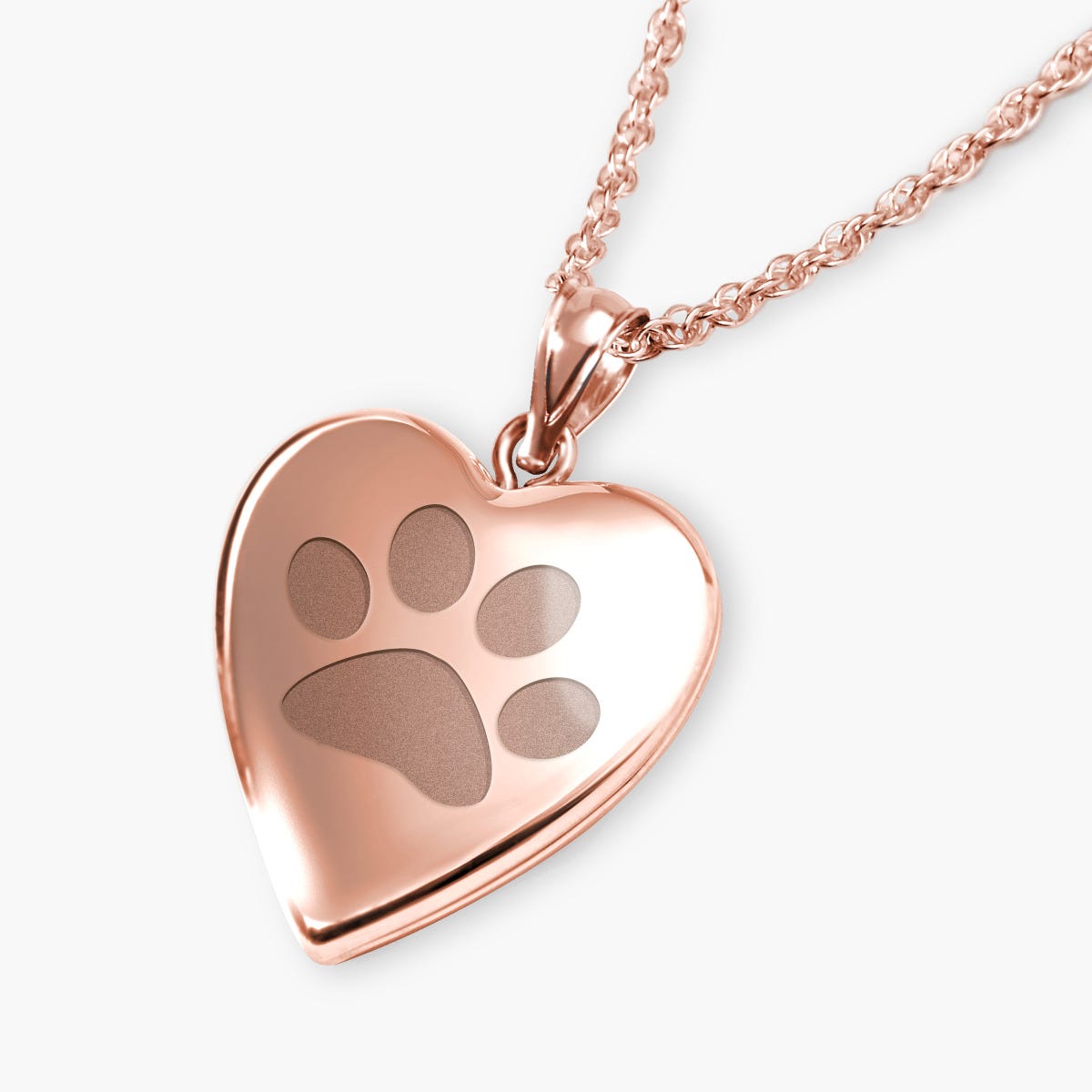 Rose Gold Plated "Dog Paw Print" Heart Photo Locket
