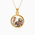Petite Round Photo Engraved Charm with Bezel Frame