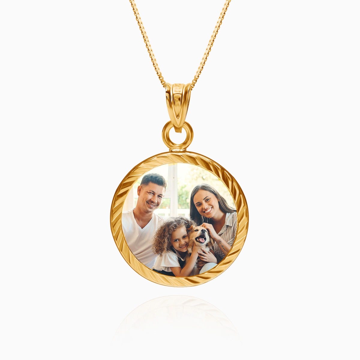 Petite Round Photo Engraved Charm with Bezel Frame