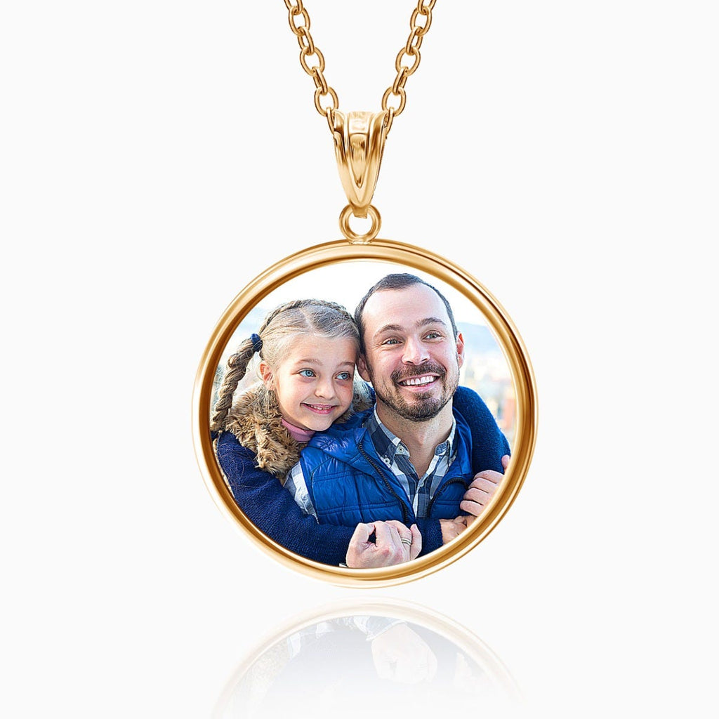 Round Bezel Frame Photo Engraved Pendant
