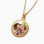 Petite Round Photo Engraved Charm with Bezel Frame