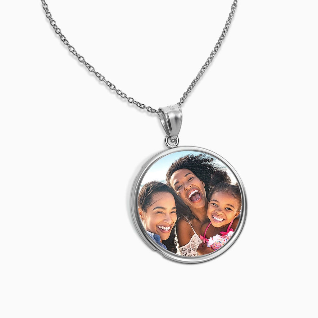 Round Bezel Frame Photo Engraved Pendant