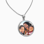 Round Bezel Frame Photo Engraved Pendant