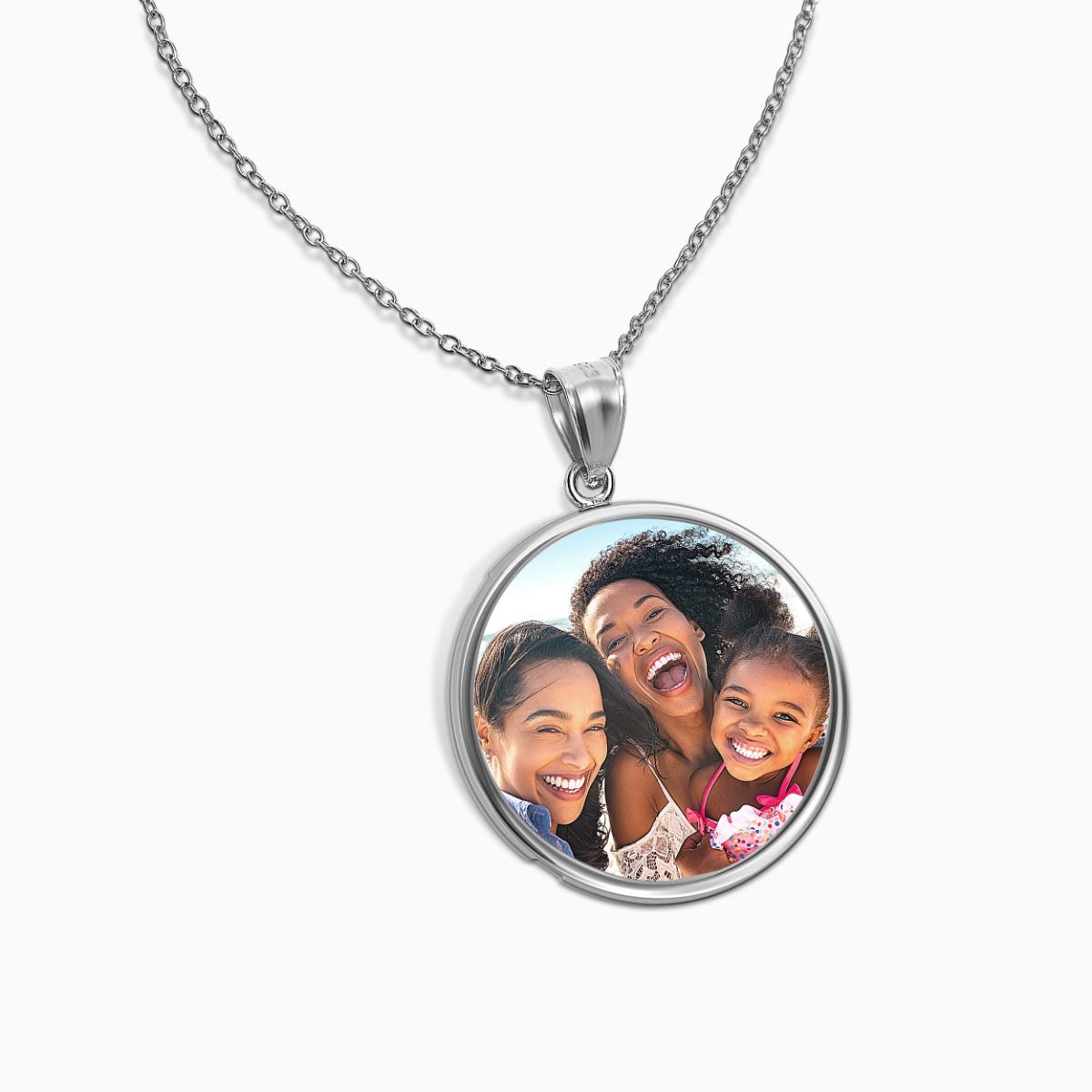 Round Bezel Frame Photo Engraved Pendant
