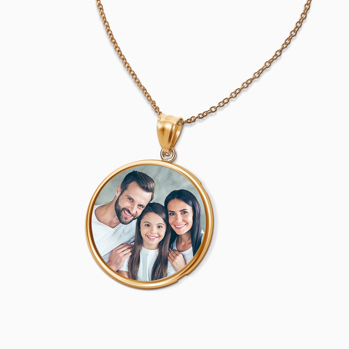 Round Bezel Frame Photo Engraved Pendant