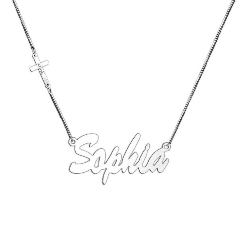 Personalized Cross Charm Name Necklace