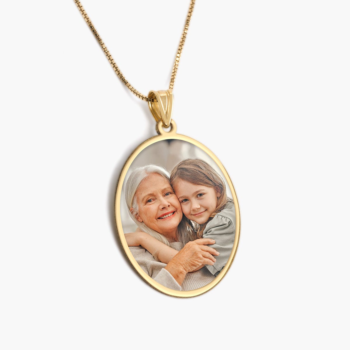 Oval Bezel Frame Photo Pendant