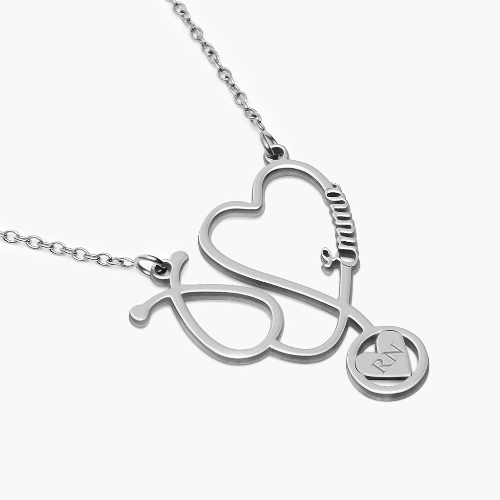 Stethoscope Name Necklace with Chain