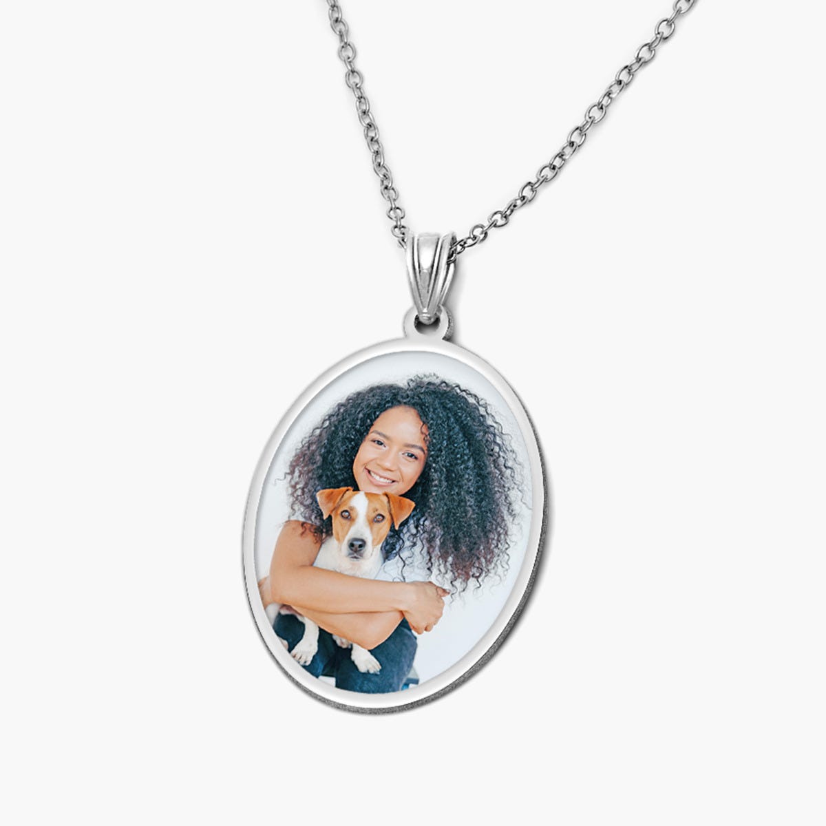 Oval Bezel Frame Photo Pendant