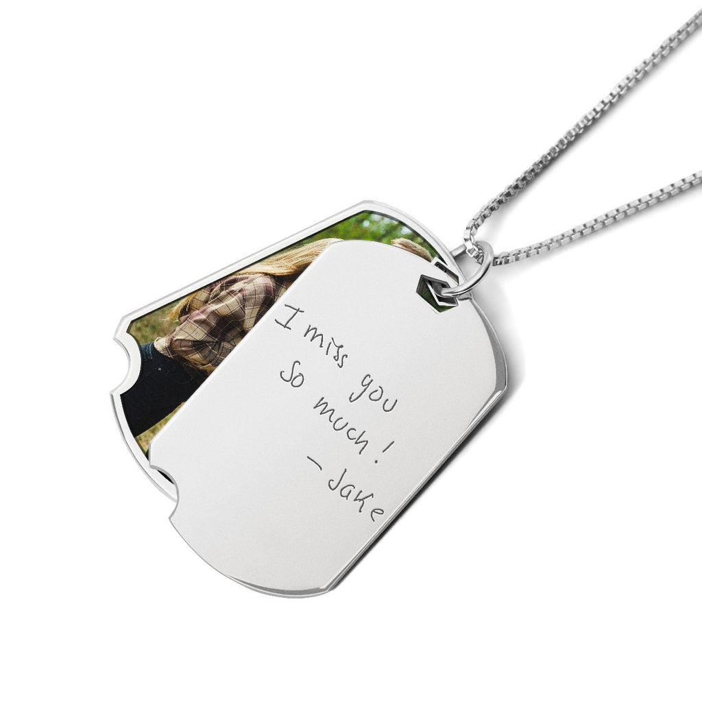 Personalized Handwriting Swivel Dog Tag Pendant