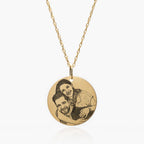 Antiqued Laser Carved Photo Round Disc Pendant
