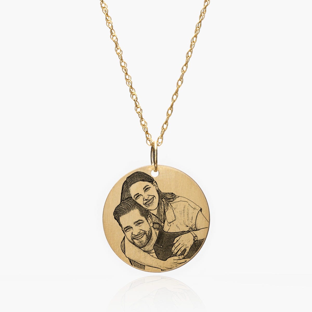 Antiqued Laser Carved Photo Round Disc Pendant