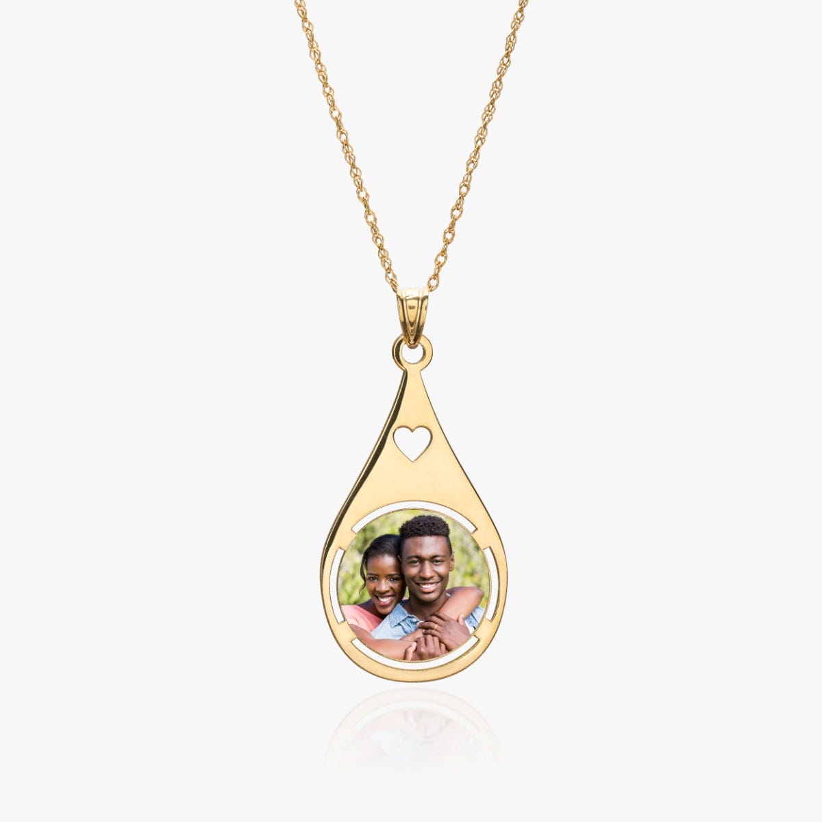 Teardrop Photo Pendant with Heart Cut Out