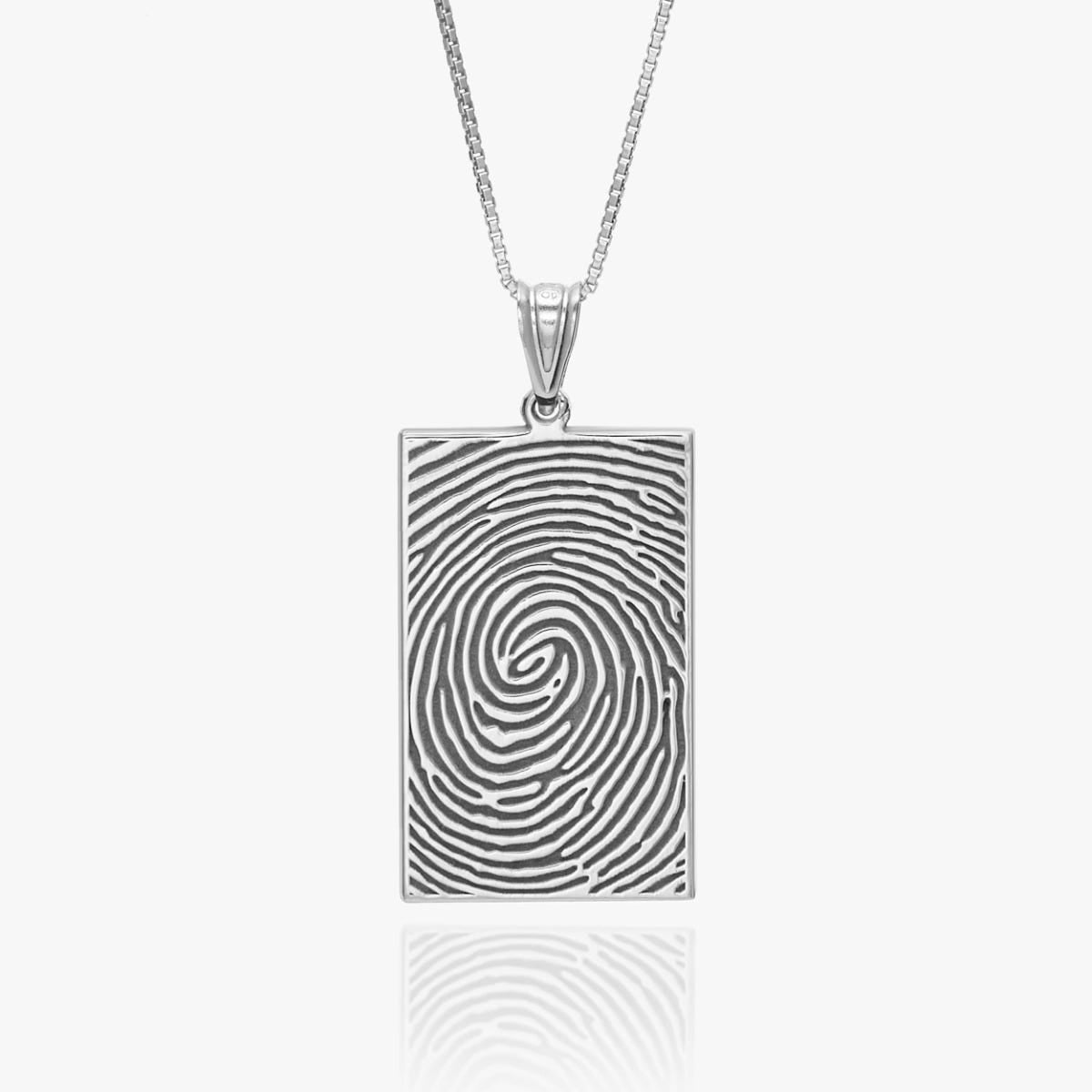 Custom Fingerprint Rectangle Charm or Pendant