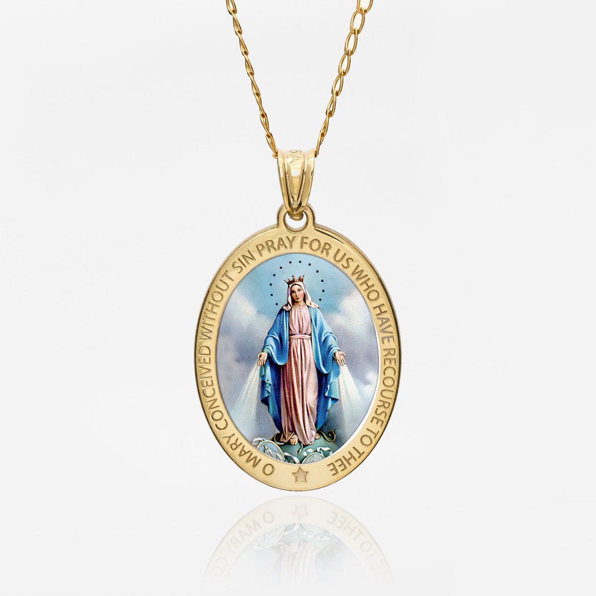 Miraculous Medal Color Oval Pendant