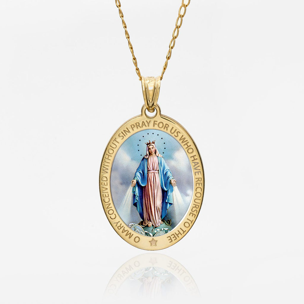 Miraculous Medal Color Oval Pendant