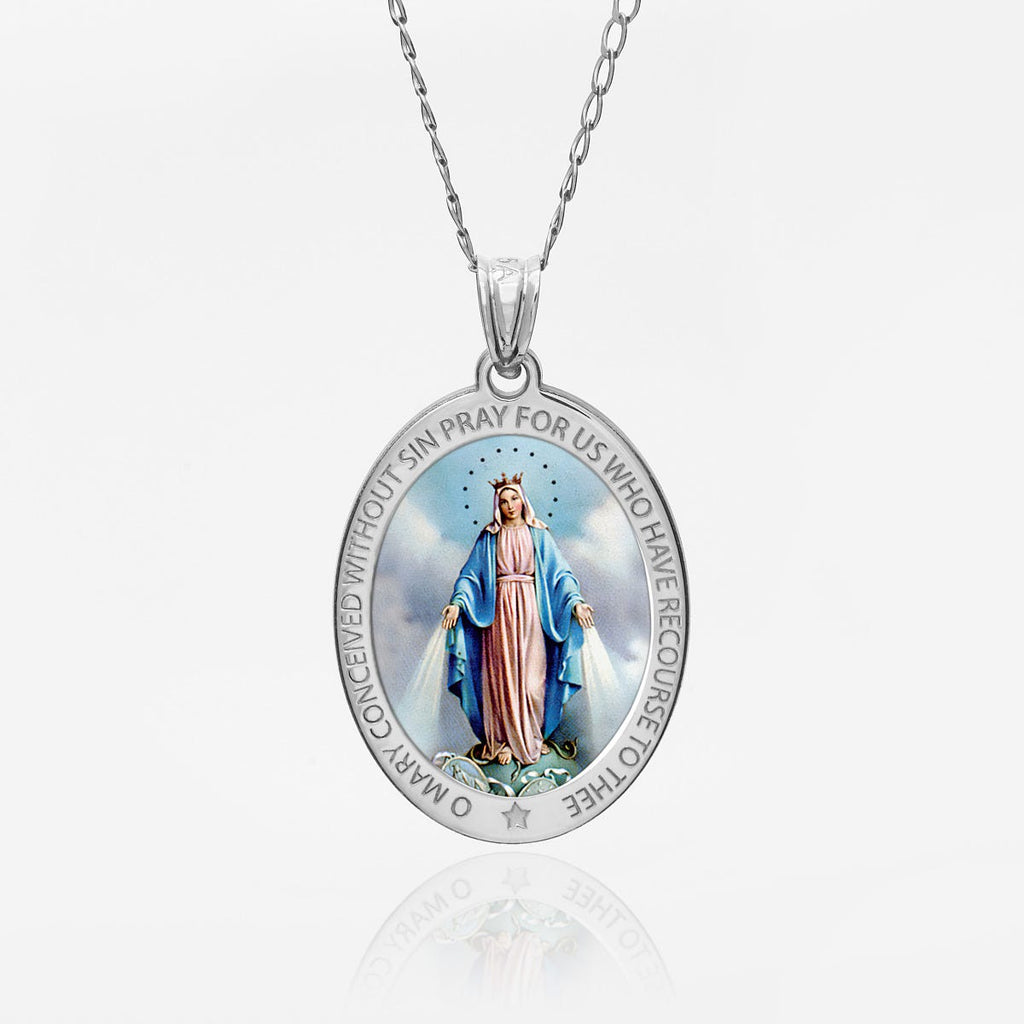 Miraculous Medal Color Oval Pendant