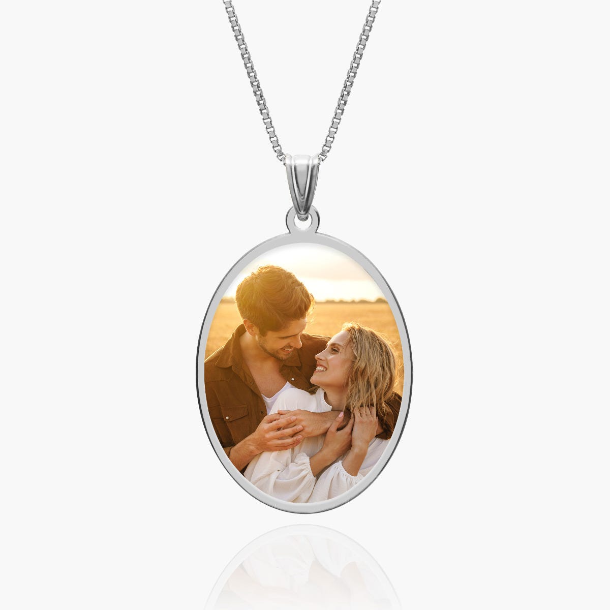 Oval Bezel Frame Photo Pendant