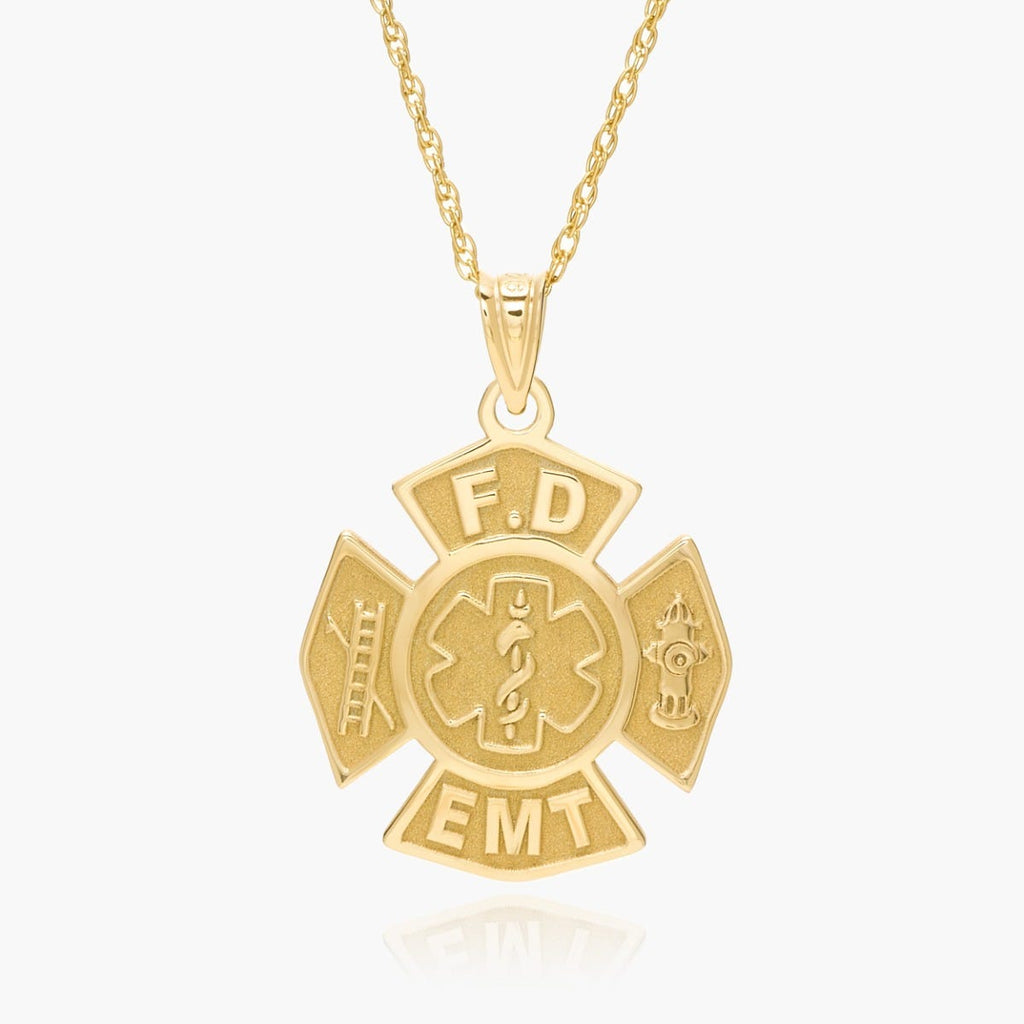 Fire Department Emt Blue Enameled Pendant