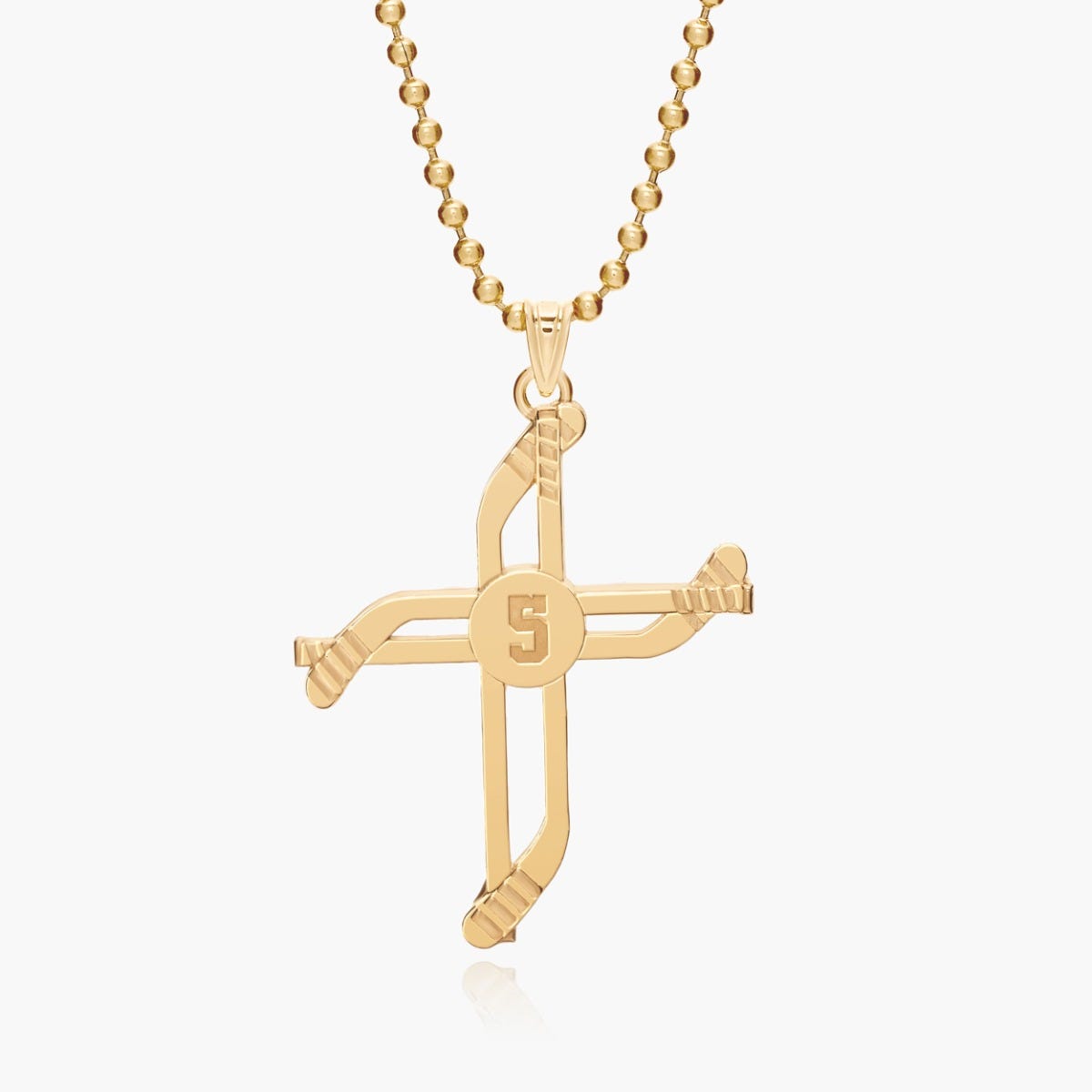 Hockey Stick Cross Pendant with Number with 18 Inch Chain