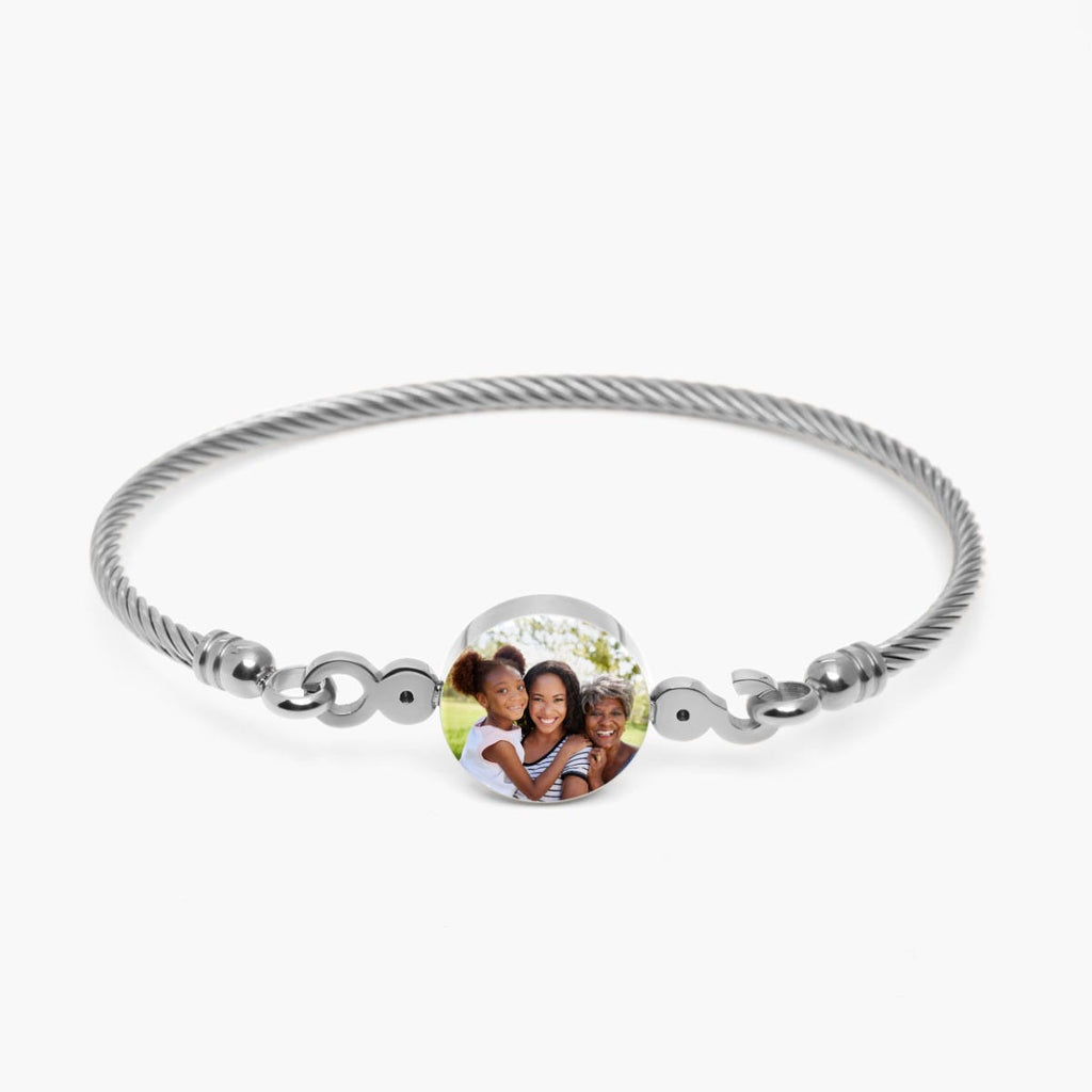 Stainless Steel Photo Engraved Bangle Bracelet