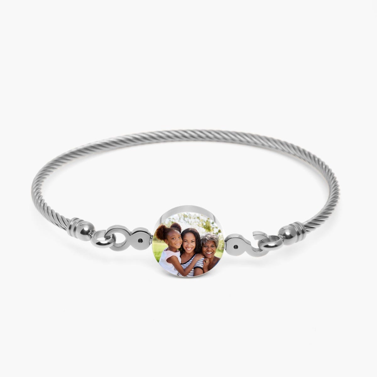 Stainless Steel Photo Engraved Bangle Bracelet