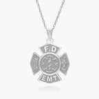 Fire Department Emt Blue Enameled Pendant