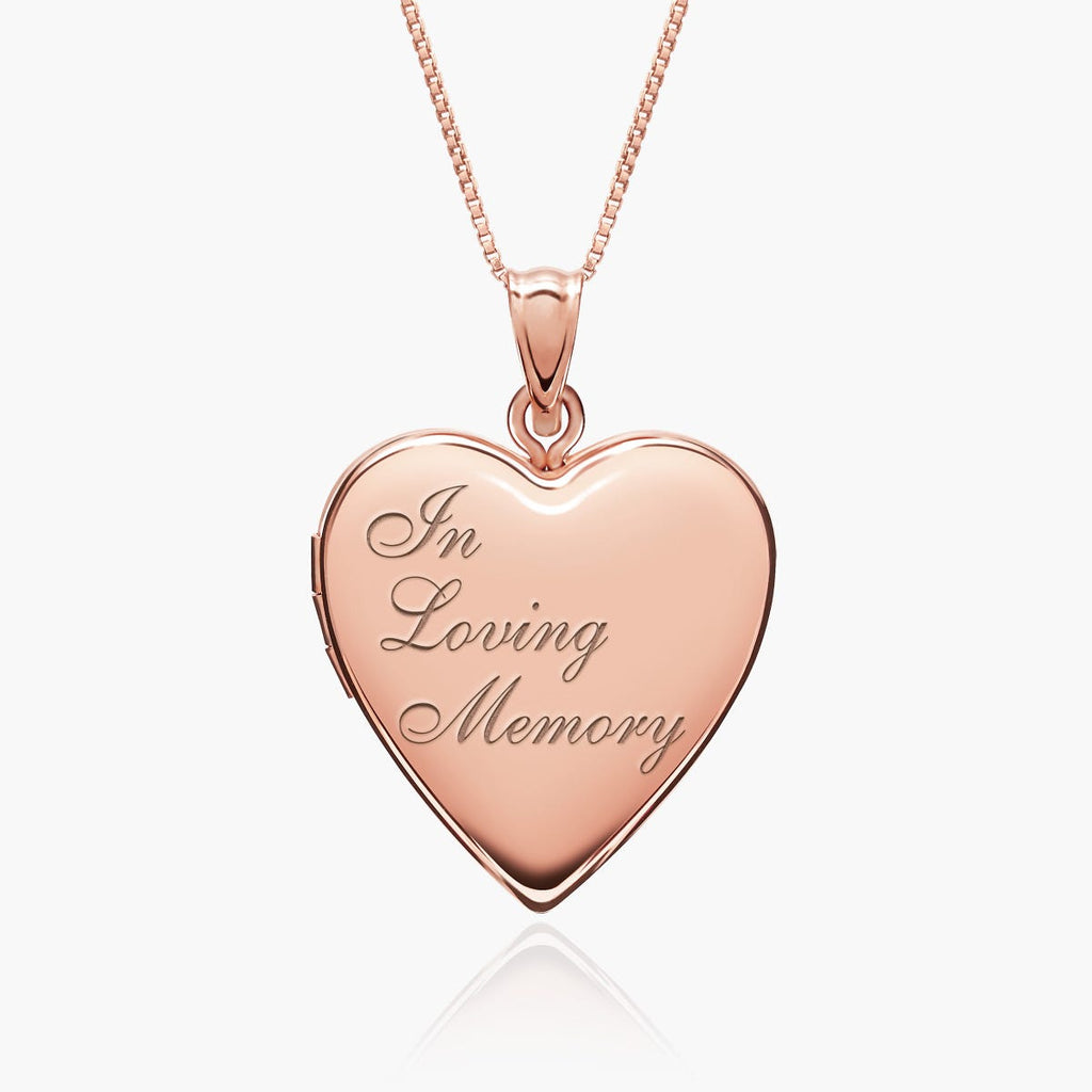 Rose Gold Plated "In Loving Memory" Heart Photo Locket