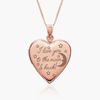 Rose Gold Plated " To The Moon & Back" Heart Photo Locket