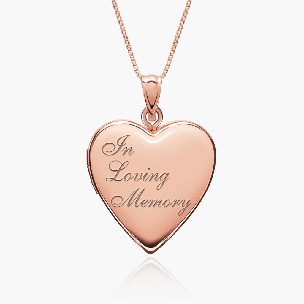 Rose Gold Plated "In Loving Memory" Heart Photo Locket