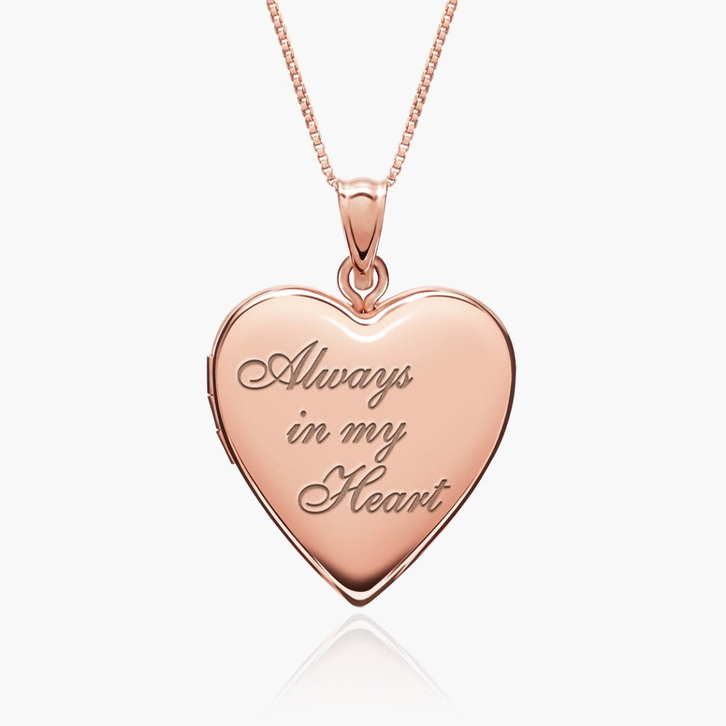 14K Rose Gold Always In My Heart Photo Locket