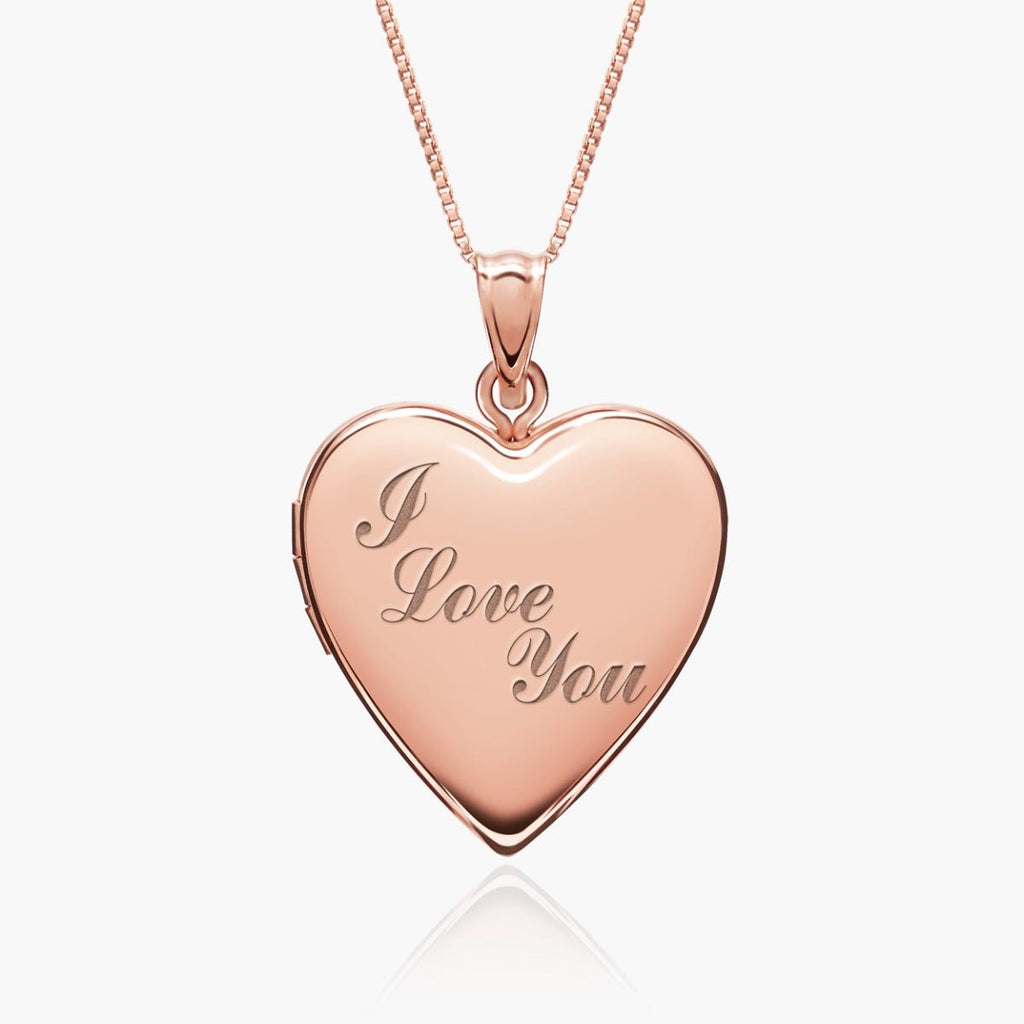 Rose Gold Plated "I Love You" Heart Photo Locket