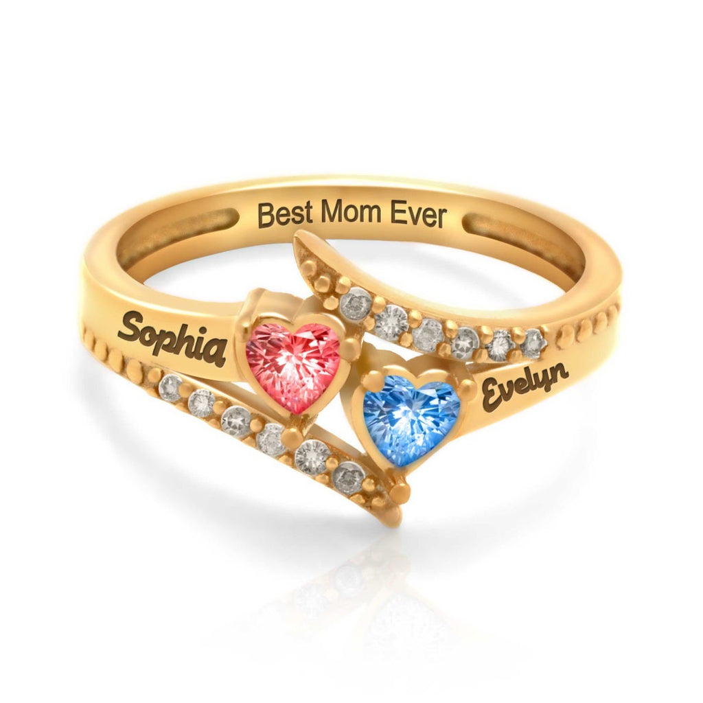 Flared Bypass with Heart Gemstones and Accents