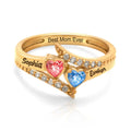 Flared Bypass with Heart Gemstones and Accents