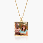 Square Pendant With Diamond Cut Edge Photo Charm