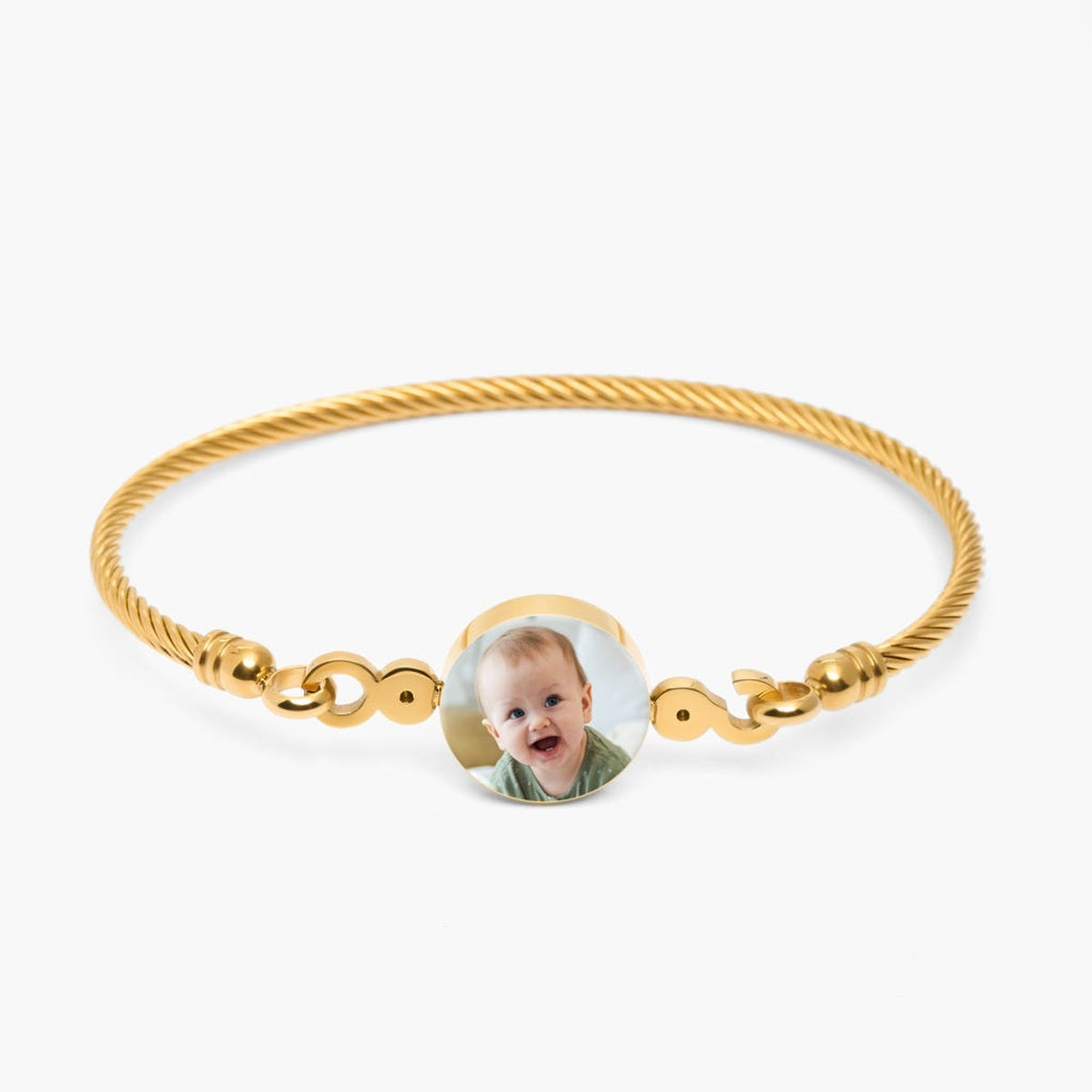 Stainless Steel Photo Engraved Bangle Bracelet