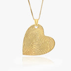 Custom Fingerprint Sideways Heart Charm or Pendant