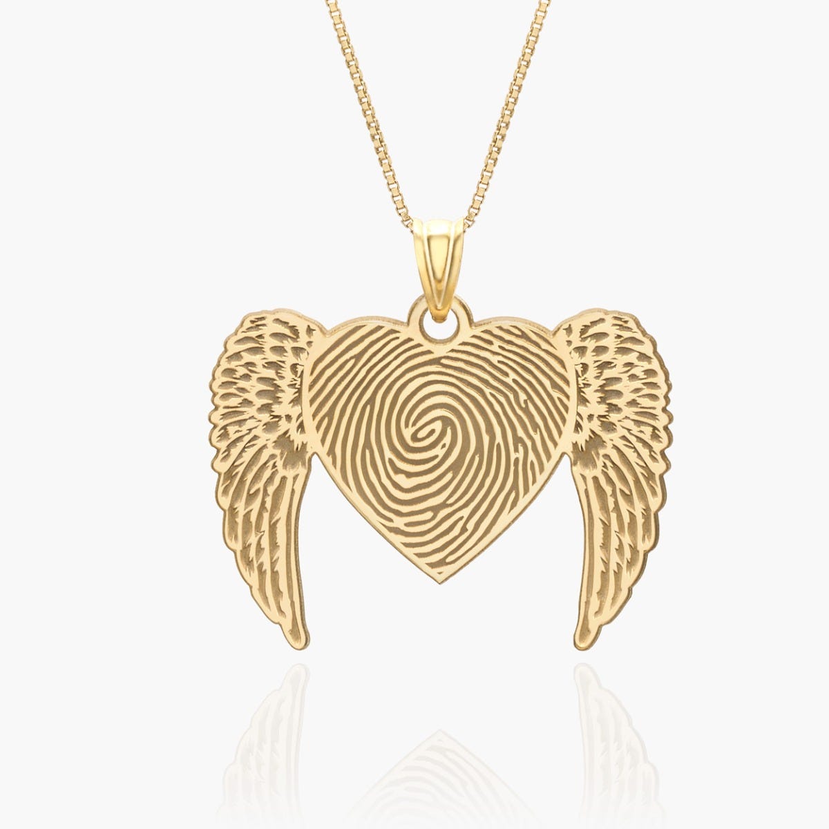 Custom Fingerprint Angel Wing Heart Charm or Pendant