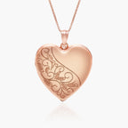 Rose Gold Plated Floral Heart Photo Locket