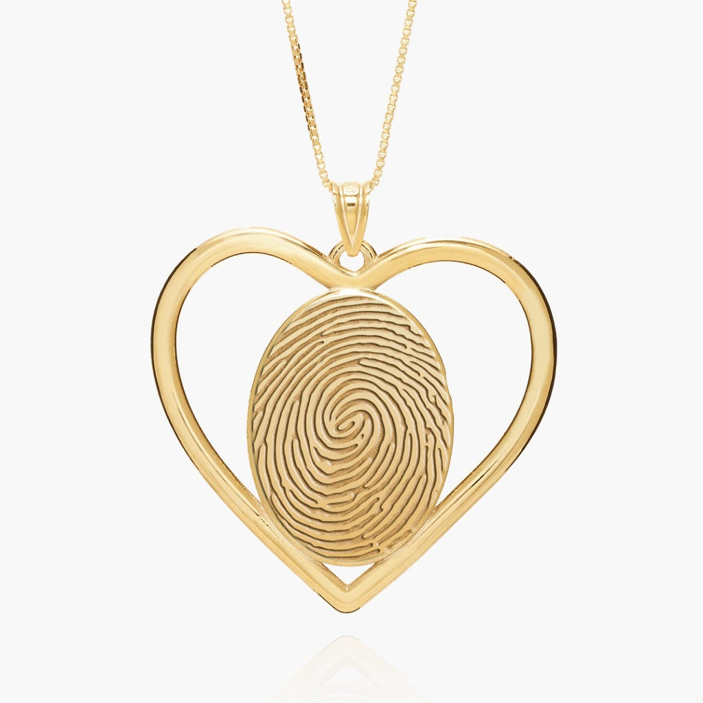 Custom Fingerprint 3D Heart Pendant