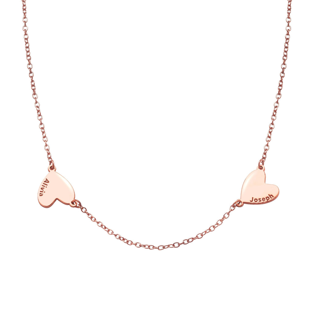 Multiple Heart Charm Necklace with Names