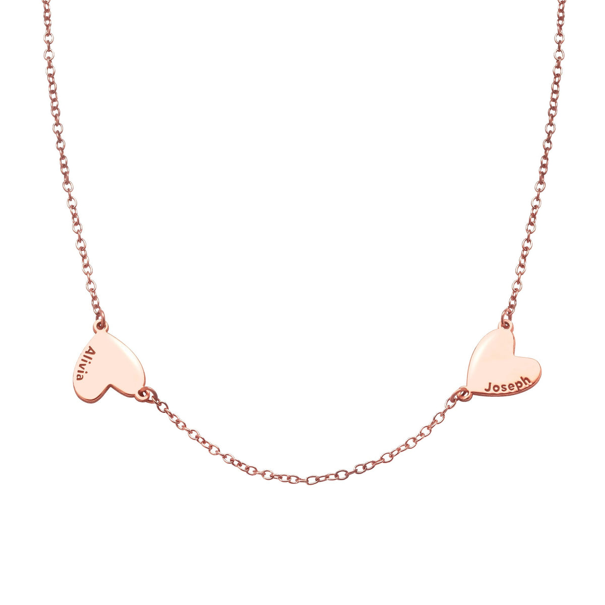 Multiple Heart Charm Necklace with Names