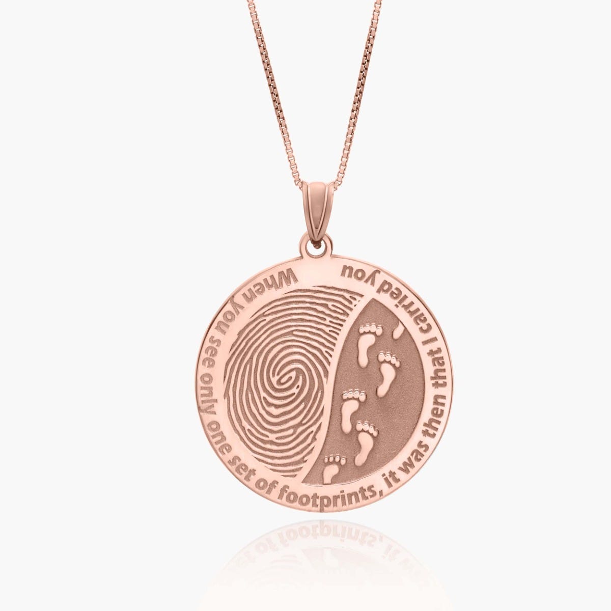 Custom Fingerprint Round Charm or Pendant with Footprints in the Sand quote