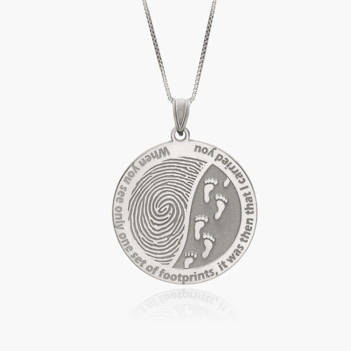 Custom Fingerprint Round Charm or Pendant with Footprints in the Sand quote